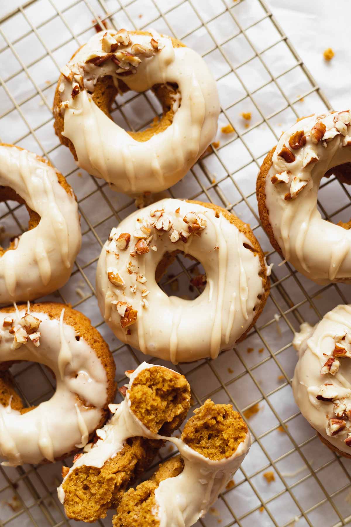 Baked Pumpkin Donuts with Maple Glaze - Katiebird Bakes